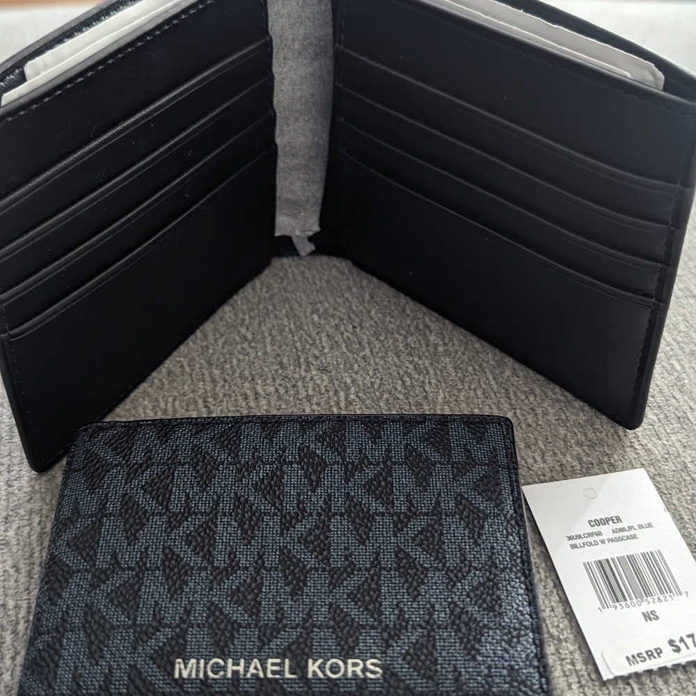 Michael kors mens wallet with  ID insert dartk blue